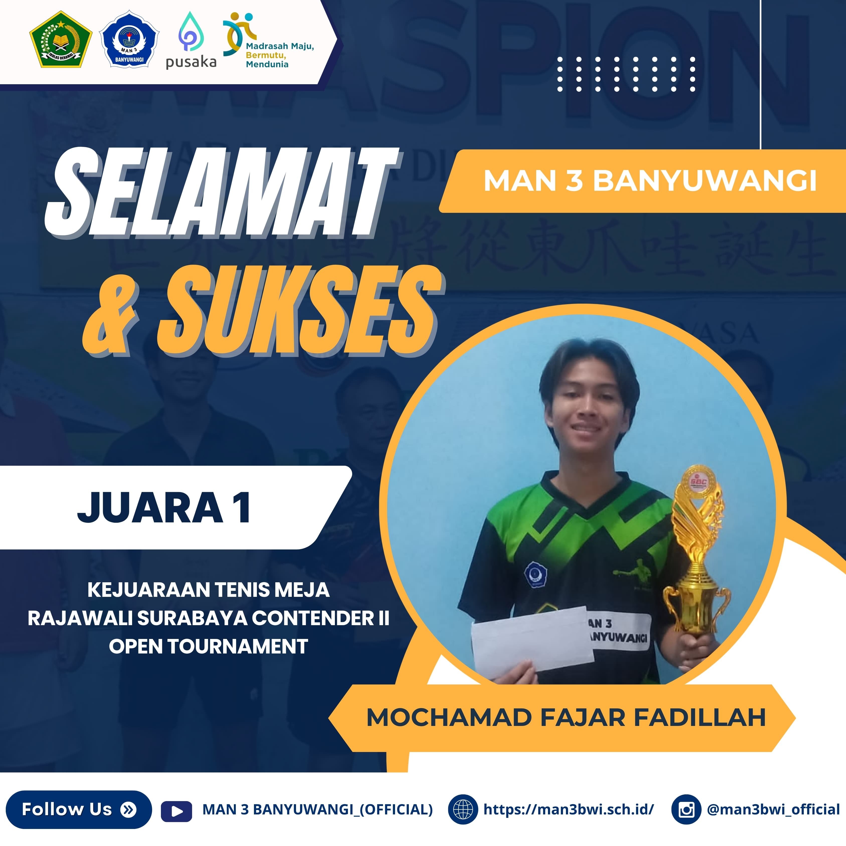 JUARA 1 TENIS MEJA RAJAWALI SURABAYA CONTENDER III OPEN TOURNAMENT